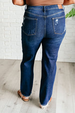 Hazel Blues® |  Montana High Rise Rigid Magic Distressed Straight Jeans