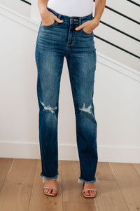 Hazel Blues® |  Morgan High Rise Distressed Straight Jeans