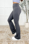 Hazel Blues® |  Motion Mastery Flared Yoga Pants in Titanium
