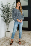 Hazel Blues® |  Muse Moves High Neck Peplum Blouse in Black