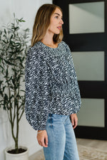 Hazel Blues® |  Muse Moves High Neck Peplum Blouse in Black