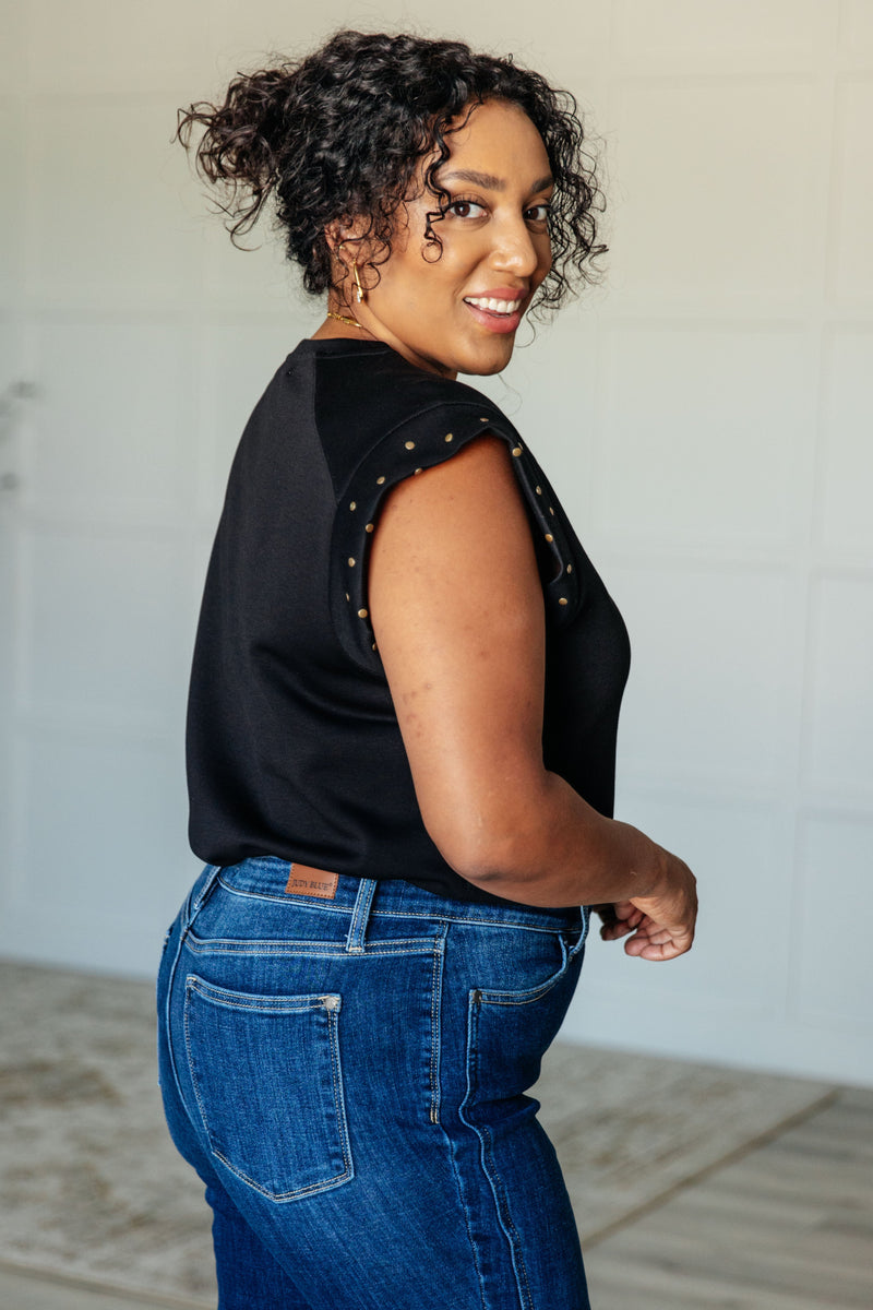 Hazel Blues® |  My Domain Studded Cap Sleeve Top