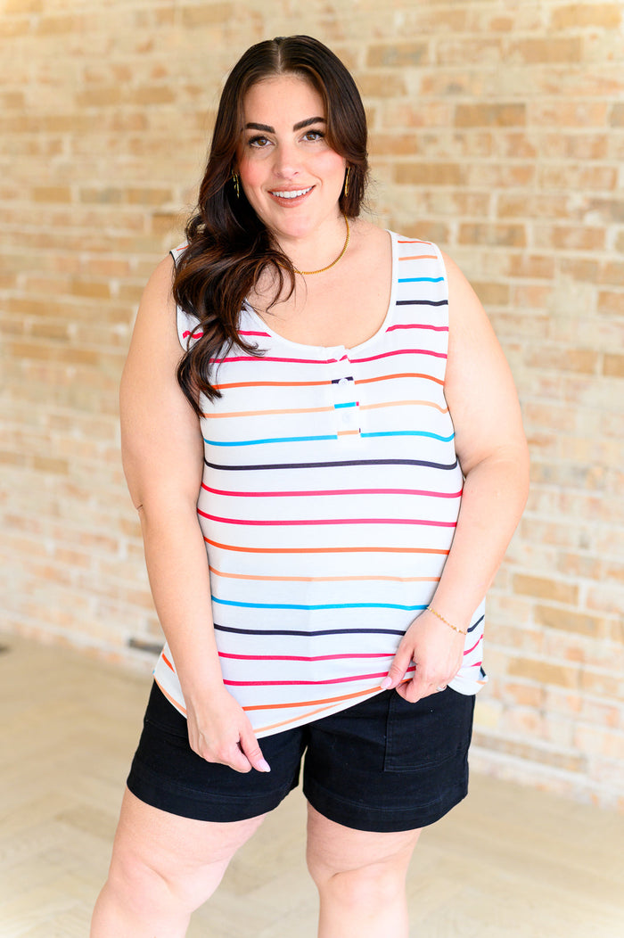 Hazel Blues® |  Need A Favor Colorful Henley Tank