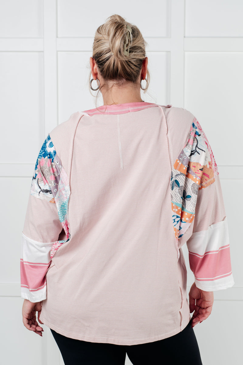 Hazel Blues® |  New Chapter Floral Color Block Patchwork Top