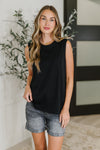 Hazel Blues® |  New Normal Pleat Detail Sleeveless Top in Black