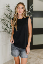 Hazel Blues® |  New Normal Pleat Detail Sleeveless Top in Black