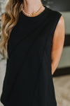 Hazel Blues® |  New Normal Pleat Detail Sleeveless Top in Black