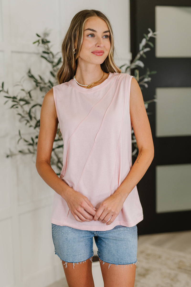 Hazel Blues® |  New Normal Pleat Detail Sleeveless Top in Pink