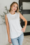 Hazel Blues® |  New Normal Pleat Detail Sleeveless Top in White