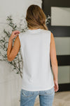 Hazel Blues® |  New Normal Pleat Detail Sleeveless Top in White