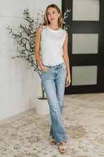 Hazel Blues® |  New Normal Pleat Detail Sleeveless Top in White
