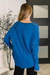 Hazel Blues® |  Nice to Each Other Raglan Sleeve Top in Classic Blue