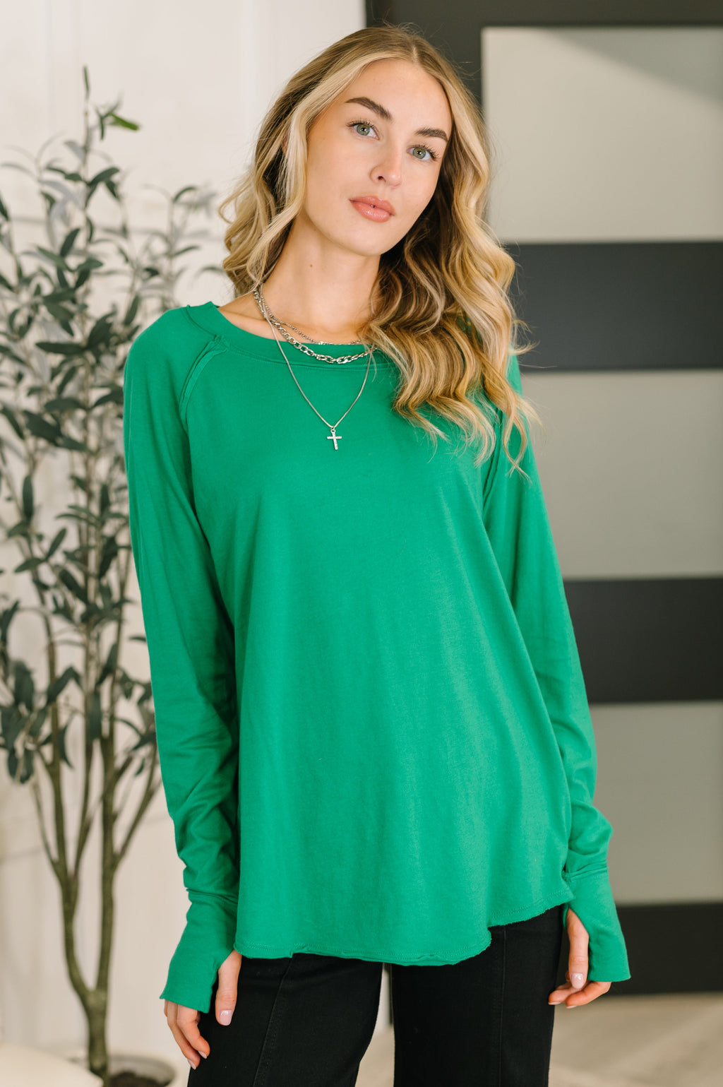 Hazel Blues® |  Nice to Each Other Raglan Sleeve Top in Kelly Green