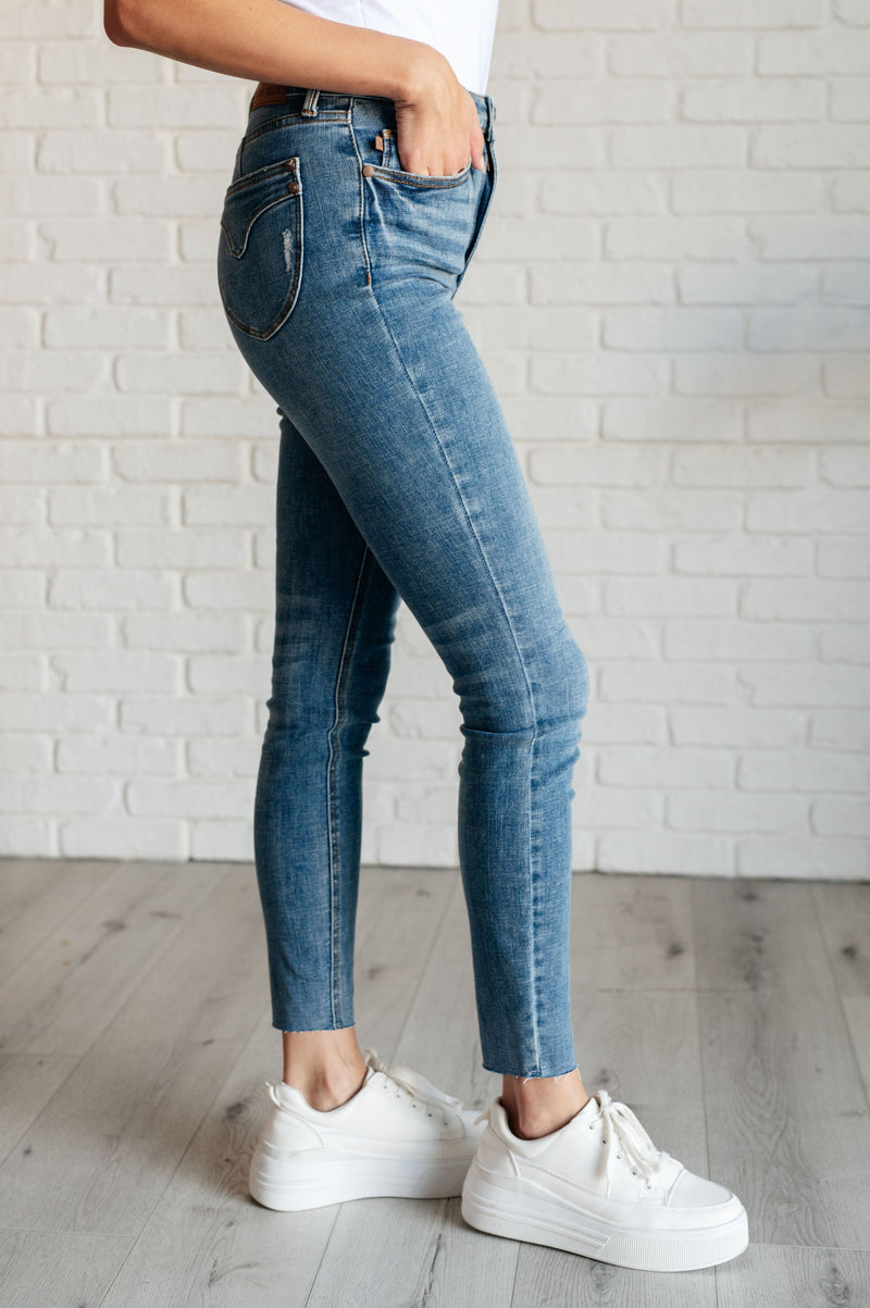 Hazel Blues® |  Nicole Tummy Control Skinny Jeans in Vintage Wash