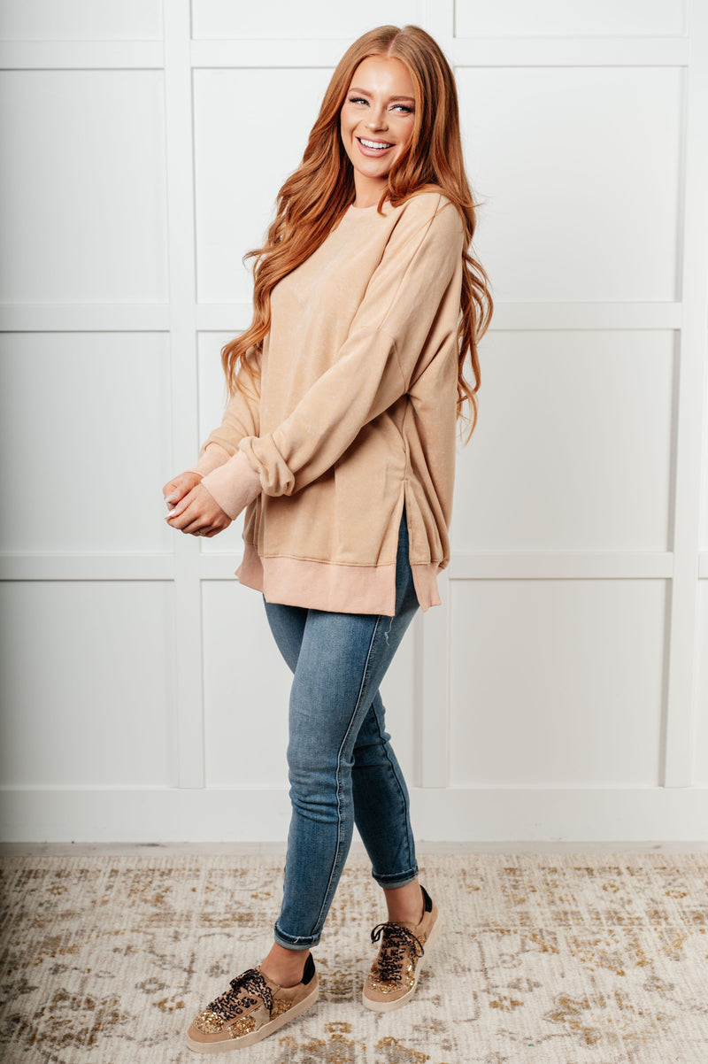 Hazel Blues® |  No Plain Jane Oversized Sweatshirt in Khaki