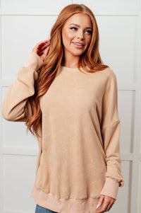 Hazel Blues® |  No Plain Jane Oversized Sweatshirt in Khaki