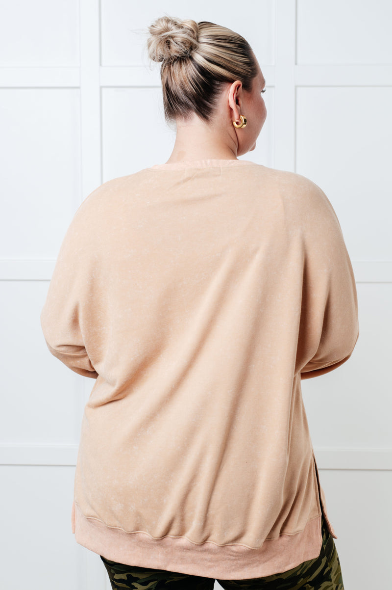 Hazel Blues® |  No Plain Jane Oversized Sweatshirt in Khaki