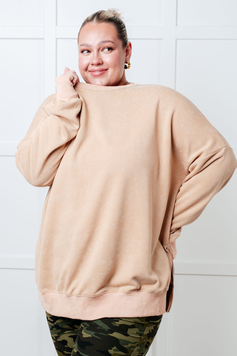 Hazel Blues® |  No Plain Jane Oversized Sweatshirt in Khaki