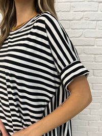 Hazel Blues® |  No Stopping It Striped Oversized Top