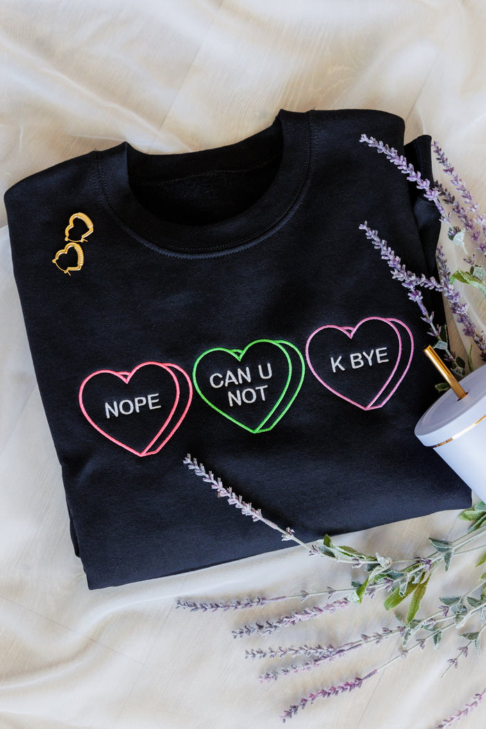 Hazel Blues® |  Snarky Valentine Embroidered Sweatshirt