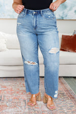 Hazel Blues® |  Nora High Rise Rigid Magic Destroy Slim Straight Jeans