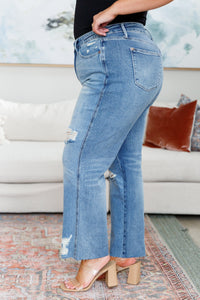 Hazel Blues® |  Nora High Rise Rigid Magic Destroy Slim Straight Jeans