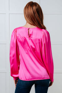 Hazel Blues® |  Not Exaggerating Satin Puff Sleeve Blouse