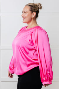 Hazel Blues® |  Not Exaggerating Satin Puff Sleeve Blouse