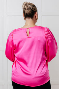 Hazel Blues® |  Not Exaggerating Satin Puff Sleeve Blouse