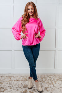 Hazel Blues® |  Not Exaggerating Satin Puff Sleeve Blouse