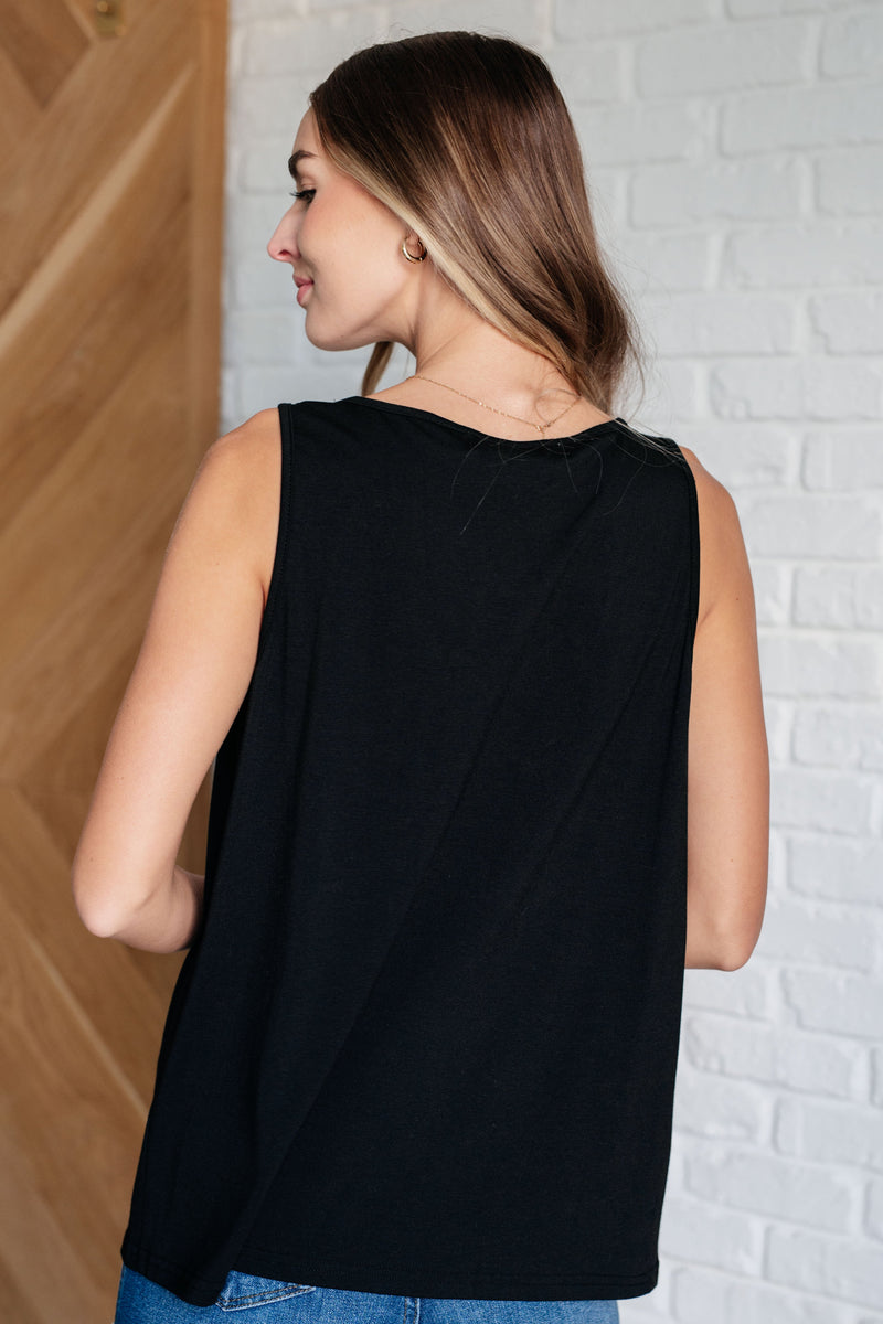 Hazel Blues® |  Not So Anxious V-Neck Tank in Black