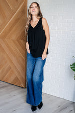 Hazel Blues® |  Not So Anxious V-Neck Tank in Black