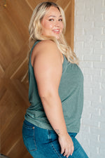 Hazel Blues® |  Not So Anxious V-Neck Tank in Mist