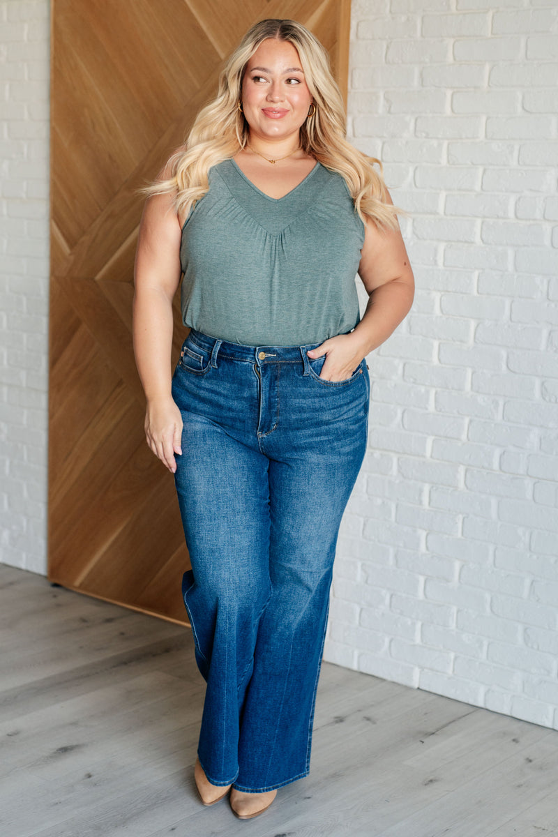 Hazel Blues® |  Not So Anxious V-Neck Tank in Mist