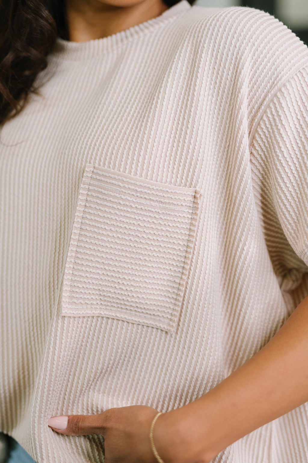 Hazel Blues® |  Not That complicated Textured Boxy Tee in Ash Mocha