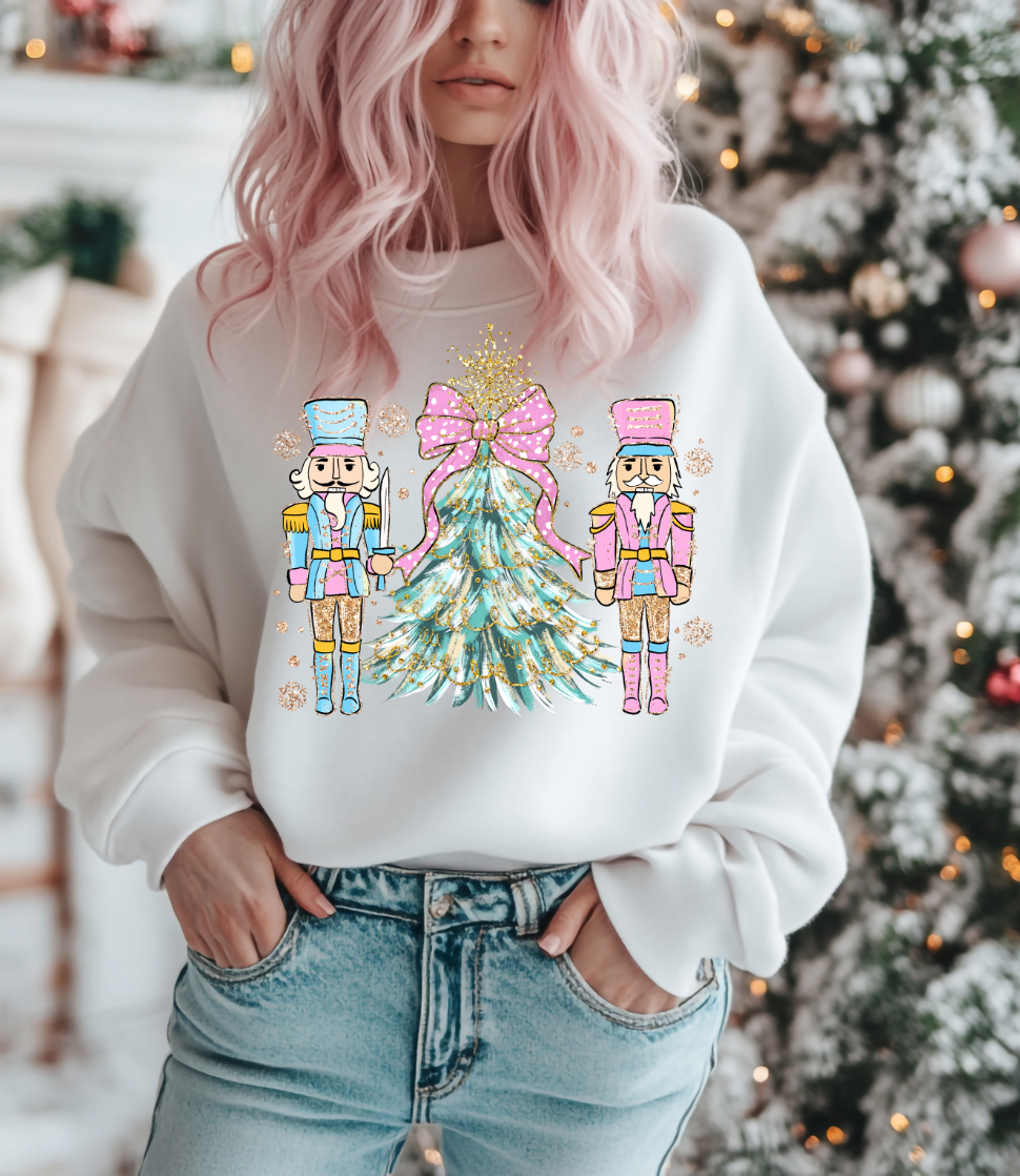 Hazel Blues® |  Nutcracker Wonderland in White Graphic Tee and Sweatshirt
