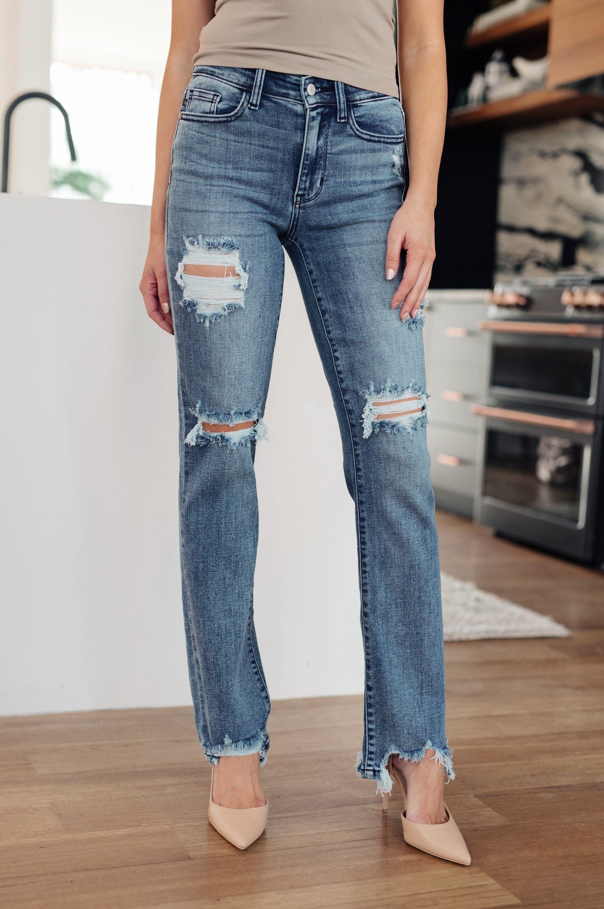 Hazel Blues® |  O'Hara Destroyed Straight Jeans