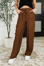 Hazel Blues® |  Off Duty Straight Leg Cargo Pants in  Brown