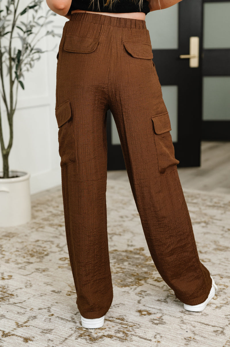 Hazel Blues® |  Off Duty Straight Leg Cargo Pants in  Brown