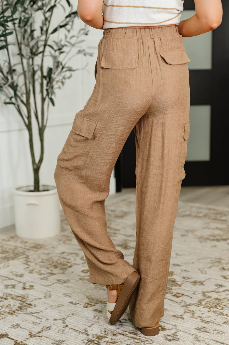 Hazel Blues® |  Off Duty Straight Leg Cargo Pants in Tan
