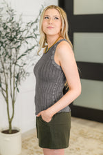 Hazel Blues® |  Offbeat Essential Mineral Washed Tank in Ash Grey