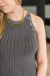 Hazel Blues® |  Offbeat Essential Mineral Washed Tank in Ash Grey