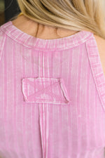 Hazel Blues® |  Offbeat Essential Mineral Washed Tank in Candy Pink