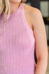 Hazel Blues® |  Offbeat Essential Mineral Washed Tank in Candy Pink