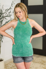 Hazel Blues® |  Offbeat Essential Mineral Washed Tank in Kelly Green