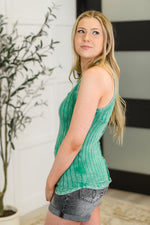 Hazel Blues® |  Offbeat Essential Mineral Washed Tank in Kelly Green