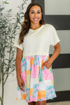 Hazel Blues® |  Office Associate Patchwork Print Babydoll Dress