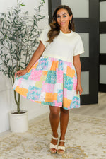 Hazel Blues® |  Office Associate Patchwork Print Babydoll Dress