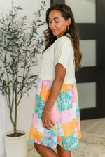 Hazel Blues® |  Office Associate Patchwork Print Babydoll Dress