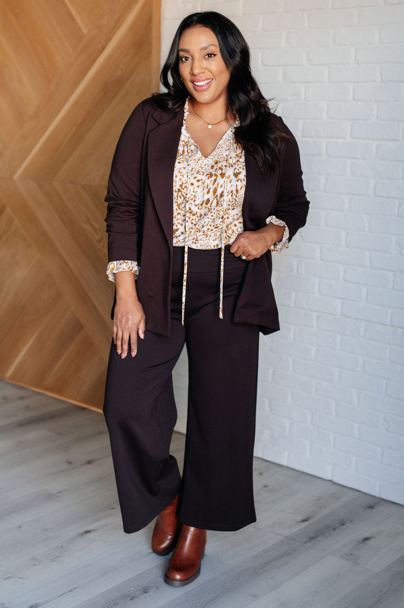 Hazel Blues® |  Magic Wide Leg Crop Pants in Chocolate